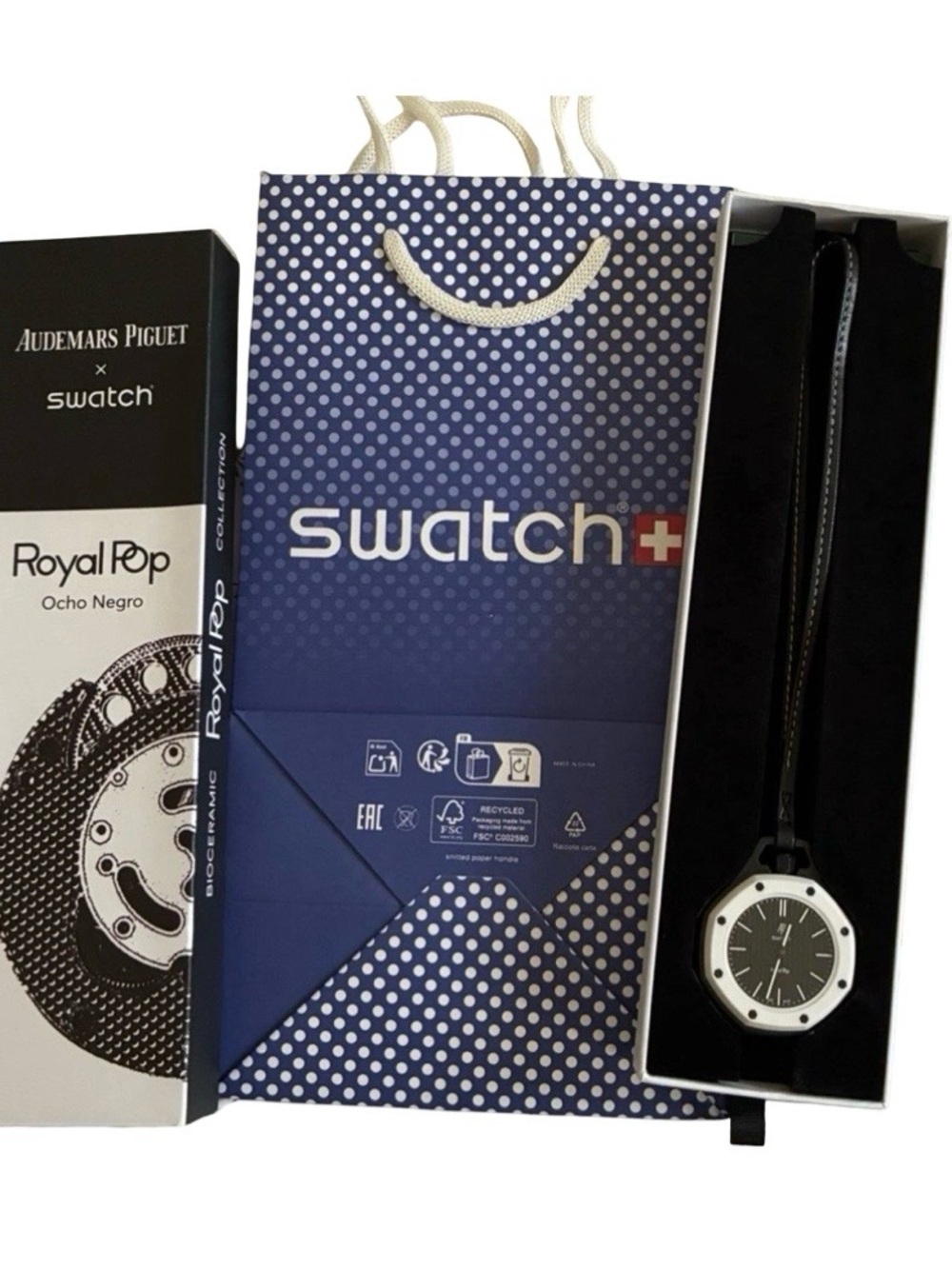 Ap x Swatch Royal Pop Swatch Watch Black White Ocho Negro Watch